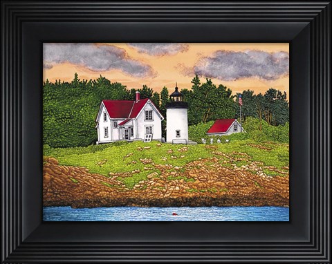 Framed Curtis Island Lighthouse, Camden, Me Print
