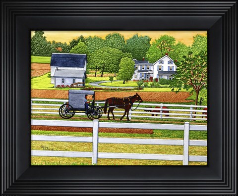Framed Drive In The Buggy, Lancaster, Pa Print