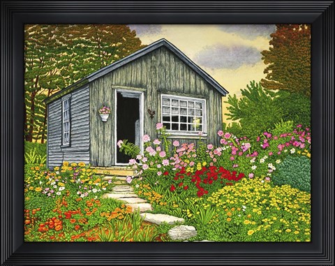 Framed Flower Shed II, Arlington Vt Print