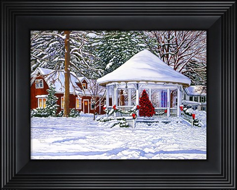 Framed Gazebo At Ellicottville, Winter Print