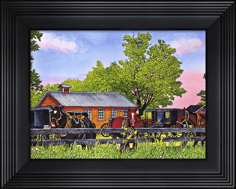 Framed Horses In The Schoolyard, Leon Ny Print