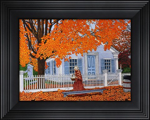 Framed Lady With A Basket, Mumford, Ny Print