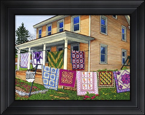 Framed Quilts Nine On The Line, Lancaster, Pa Print