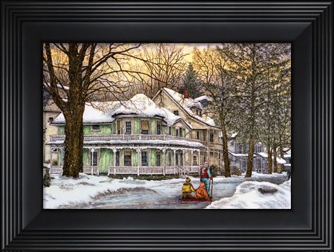 Framed Sledding, Chautauqua, Ny Print