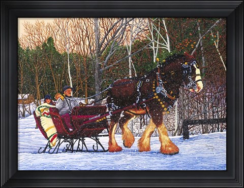 Framed Sleigh Ride At Letchworth Park, Ny Print