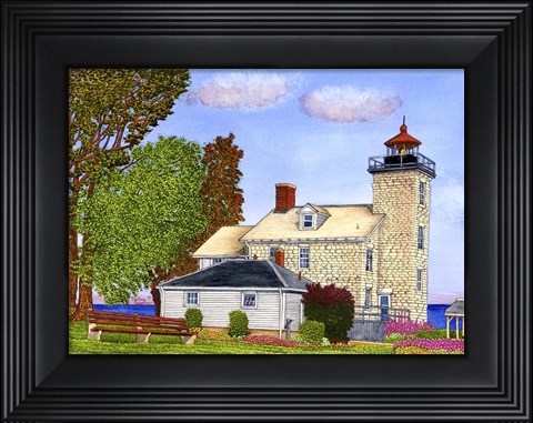 Framed Sodus Bay Lighthouse, Lake Ontario, Sodus Point, Ny Print