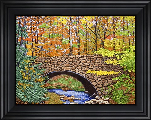 Framed Stone Bridge, Allegany State Park, Ny Print