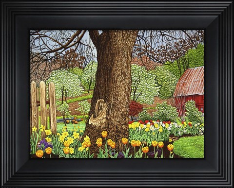 Framed Tulips And Daffodils, Boston Ny Print