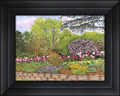 Framed Tulips Dancing In The Breeze Print