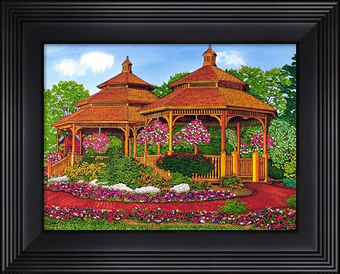 Framed Two Gazebos, Hershey Pa Print