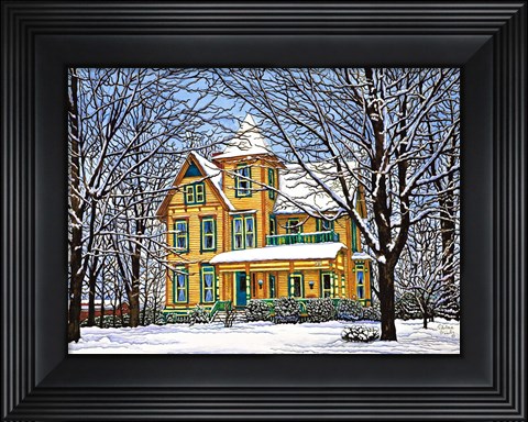 Framed Victorian Home In Winter, Hamburg, Ny Print