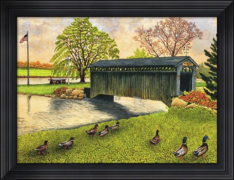 Framed Winter&#39;s Covered Bridge, North Collins Ny Print