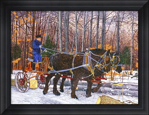 Framed Work Horses Lumbering Print