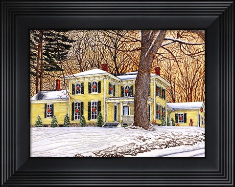Framed Wreaths In The Window, Hamburg Ny Print