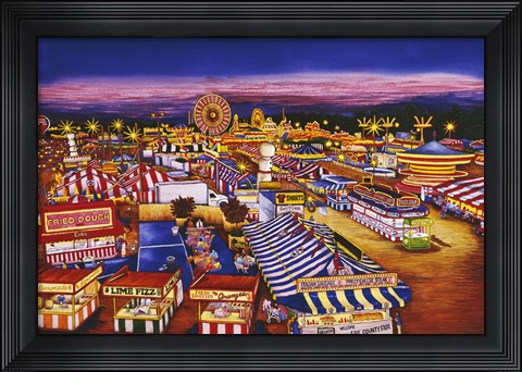 Framed Nighttime On The Midway Print