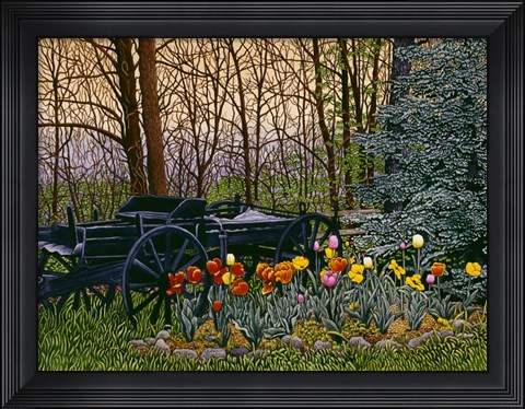 Framed Tulips And Wagon Wheels Print