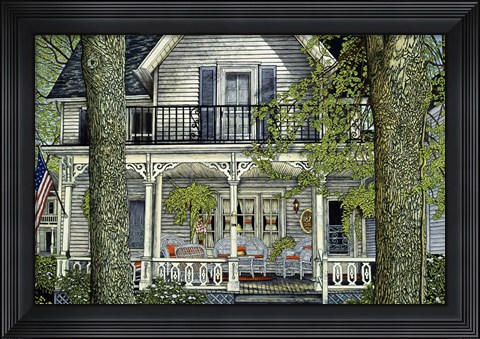 Framed Wicker And Ferns Print