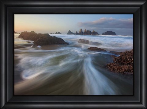 Framed Seal Rock Horiz Torrent Print