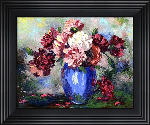 Framed Flowers In A Blue Vase Print