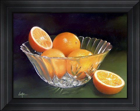 Framed Oranges Crystal Vase Print