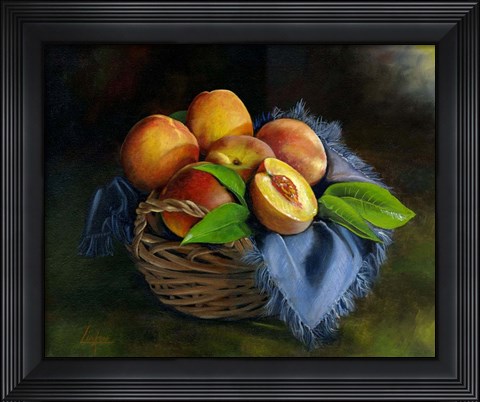 Framed Peaches Basket Print