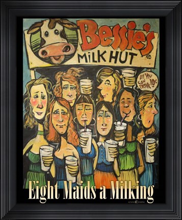 Framed Eight Maids a Milking Print