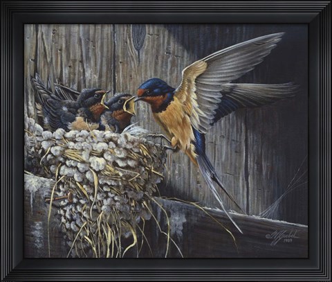 Framed Country Living  - Barn Swallows Print