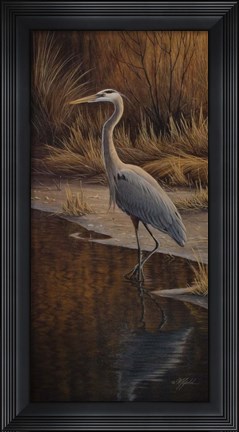 Framed Heron Wading Print