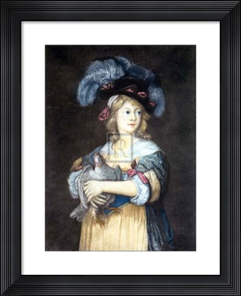 Framed Girl with a Hen Print