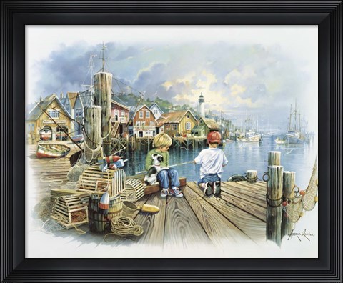 Framed Fishing Dock C Print