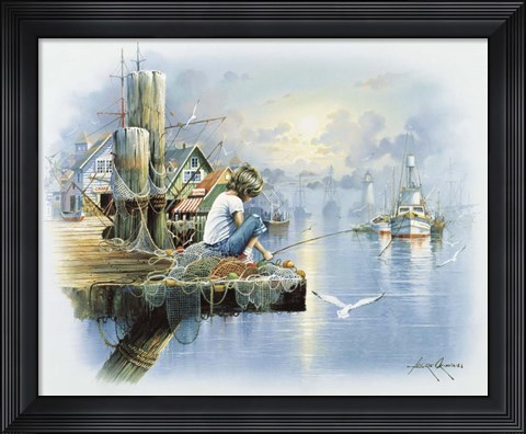 Framed Fishing Dock D Print