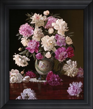 Framed Peonies in a Japanese Vase Print