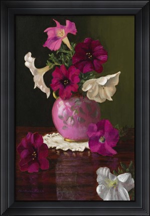 Framed Petunias In Pink Vase Print