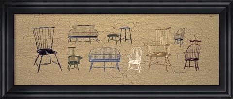 Framed 33 Antique Chairs Print