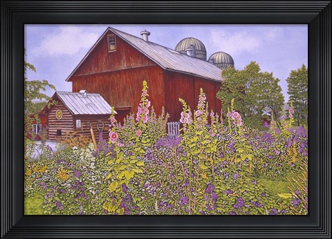 Framed Hollyhock Garden Print