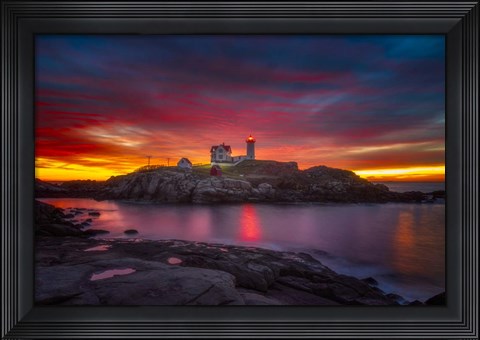 Framed Sunrise over Nubble Light Print