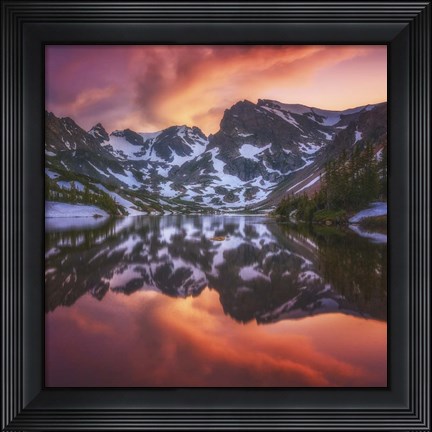 Framed Indian Peaks Reflection Print