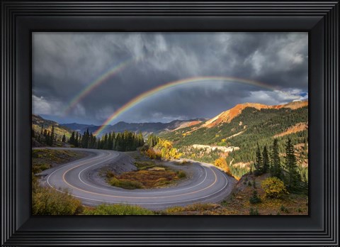 Framed Red Mountain Rainbow Print