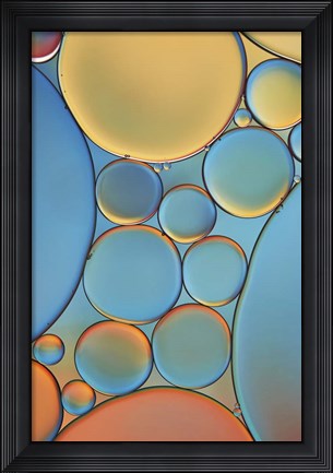 Framed Blue and Apricot Drops Print