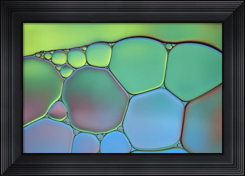 Framed Lime Green and Blue Stained Glass Print