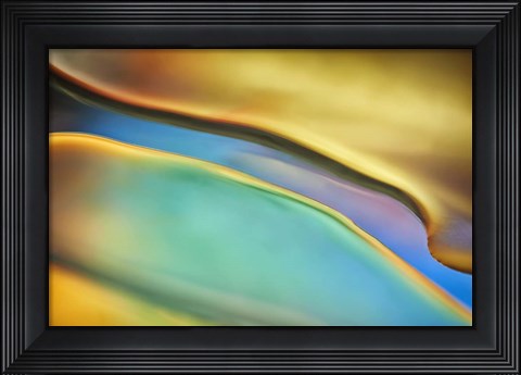 Framed Yellow and Aqua Blue Flow Print