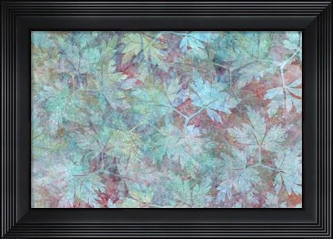 Framed Leaves Carpet Aqua Print