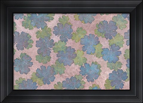 Framed Macleaya Leaf Blue and Green Print