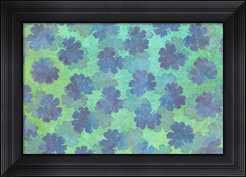 Framed Macleaya Leaf Blue Violet and Aqua Print