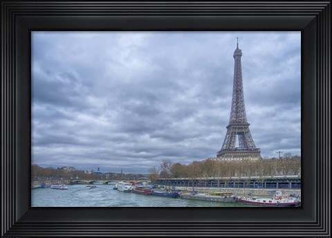 Framed Eiffel Tower and Seine in Paris Print
