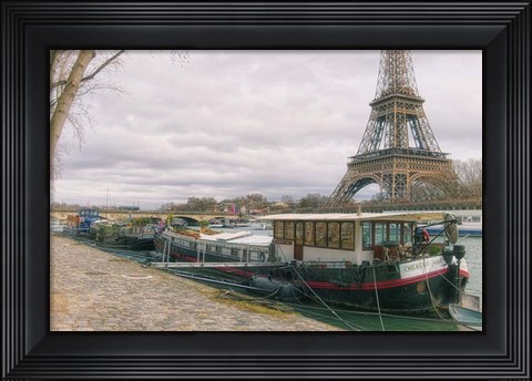 Framed Eiffel Tower and Seine Qauy Paris Print