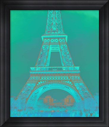Framed Eiffel Tower in Turquoise Print