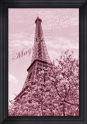 Framed Eiffel Tower with Magnolia Pink Print