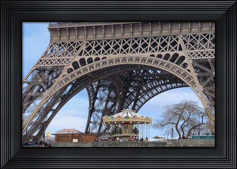 Framed Eiffel Tower with Marry-Go-Round Paris Print