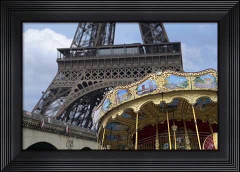Framed Eiffel Tower with Paris Carousel Print